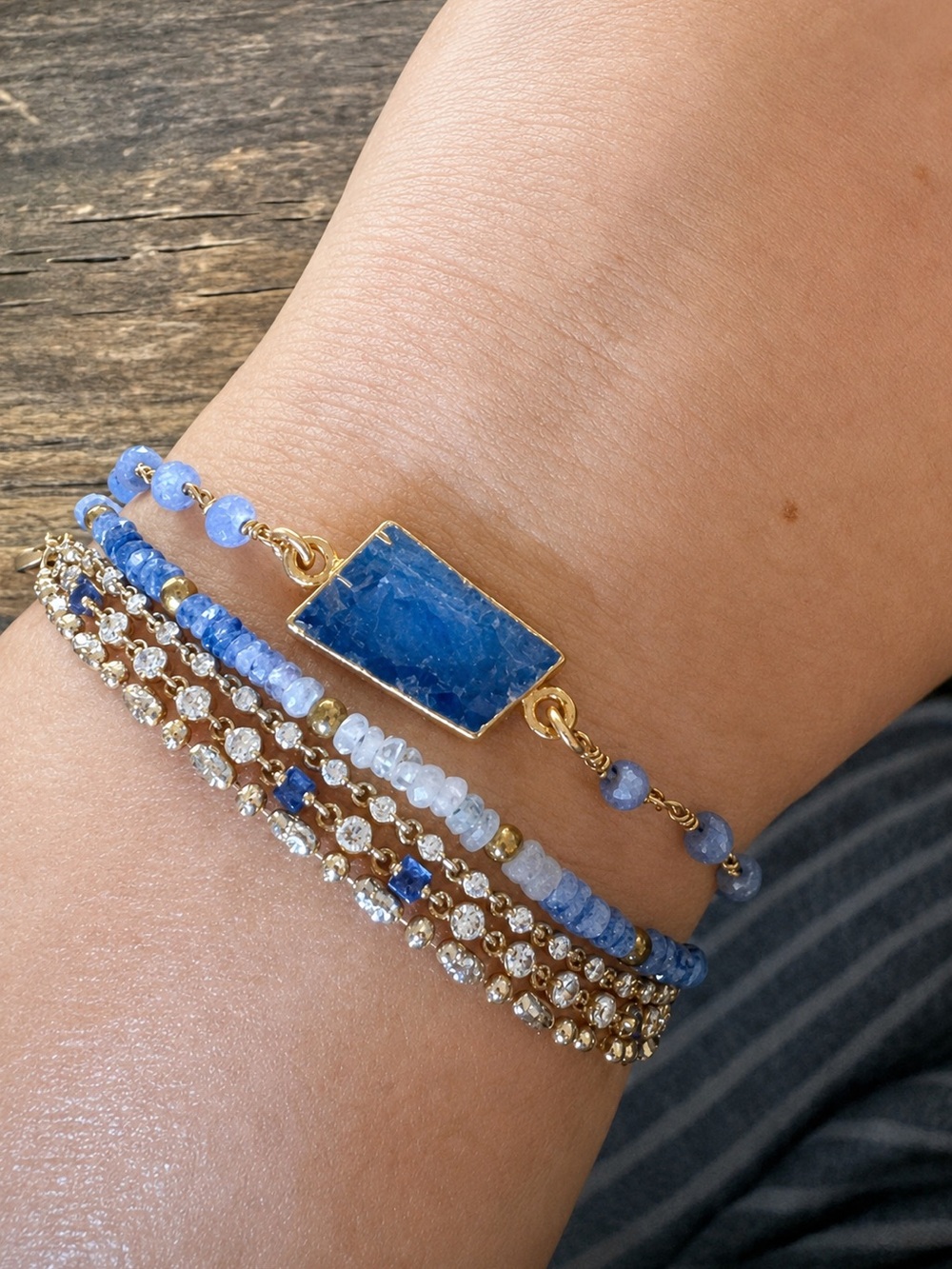 Handmade Blue Kyanite and Sapphire Double Strand Bracelet - Picture 2 of 3
